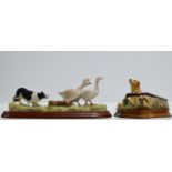 A BORDER FINE ARTS ORNAMENT "A WILD GOOSE CHASE", BY AYRES, ON WOODEN STAND, REG B0088, TOGETHER