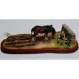 A LARGE BORDER FINE ARTS FARMING DISPLAY, "PLOUGHMAN'S LUNCH", ON WOODEN STAND, LIMITED EDITION