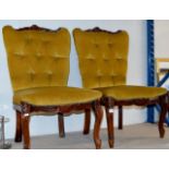 PAIR OF ORNATE MAHOGANY FRAMED BEDROOM CHAIRS