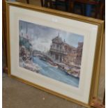 A GILT FRAMED & PENCIL SIGNED RUSSEL FLINT PRINT - VENETIAN FESTIVAL