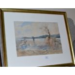 FRAMED WATER COLOUR - LOCH SCENE, SIGNED SAM BOUGH