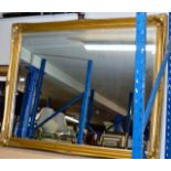 LARGE GILT FRAMED BEVELLED GLASS WALL MIRROR