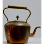 A VINTAGE COPPER & BRASS STOVE KETTLE