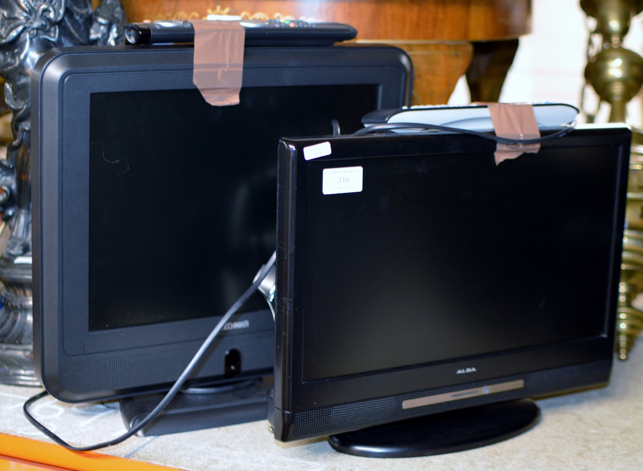 2 SMALL LCD TV'S WITH REMOTE CONTROLS