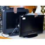 2 SMALL LCD TV'S WITH REMOTE CONTROLS