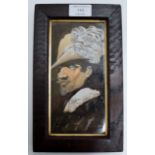 A 7¾" X 3¾" OAK FRAMED PORTRAIT PICTURE OF A GENTLEMAN