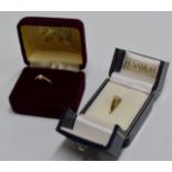 A 9 CARAT GOLD DIAMOND CHIP CHILD SIZE RING WITH PRESENTATION BOX, TOGETHER WITH A 9 CARAT GOLD &