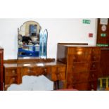 MAHOGANY DRESSING TABLE WITH TRIPLE MIRROR & MATCHING 2 OVER 4 CHEST OF DRAWERS