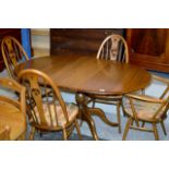 ERCOL STYLE DINING TABLE WITH 4 CHAIRS