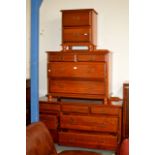 3 PIECE MAHOGANY BEDROOM SUITE COMPRISING 7 DRAWER SIDE BY SIDE CHEST, 2 OVER 2 CHEST & 2 DRAWER
