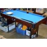 POOL TABLE WITH CUES, BALLS & TRIANGLE