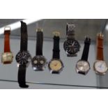 7 VARIOUS GENTS WRIST WATCHES, SEKONDA, ROTARY ETC