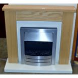 MODERN OAK FIRE SURROUND WITH FIRE INSERT