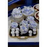 TRAY WITH QUANTITY ROYAL WORCESTER BLUE & WHITE DRAGON DESIGN TEA WARE