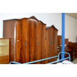 4 PIECE MAHOGANY BEDROOM SUITE COMPRISING TRIPLE DOOR WARDROBE, DOUBLE DOOR WARDROBE, DRESSING TABLE