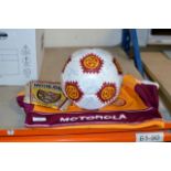 VARIOUS MOTHERWELL FOOTBALL CLUB MEMORABILIA, CONSISTING THE OLD FOOTBALL TOP, PENNANT AND SIGNED