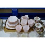 TRAY WITH QUANTITY TUSCAN TEAWARE AND 2 ROYAL ALBERT CUP AND SAUCER SETS