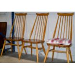 3 ERCOL STYLE SPAR BACK CHAIRS