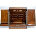 A VICTORIAN BURR WALNUT STATIONARY CABINET WITH DATA & KEY