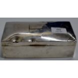 A STERLING SILVER 2 DIVISION CIGARETTE BOX WITH BIRMINGHAM ASSAY MARKS, MAKER MARK INDISTINCT