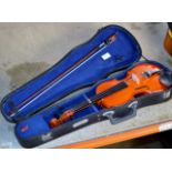 A VIOLIN WITH BOW & CASE