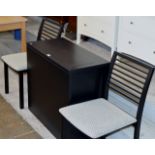 A MODERN BLACK ASH KITCHEN TABLE WITH 2 MATCHING CHAIRS
