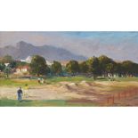 [§] NADIA BENOIS (RUSSIAN 1896-1975) VIEW OF GOLFERS IN THE SOUTH OF FRANCE Signed and dated '37,