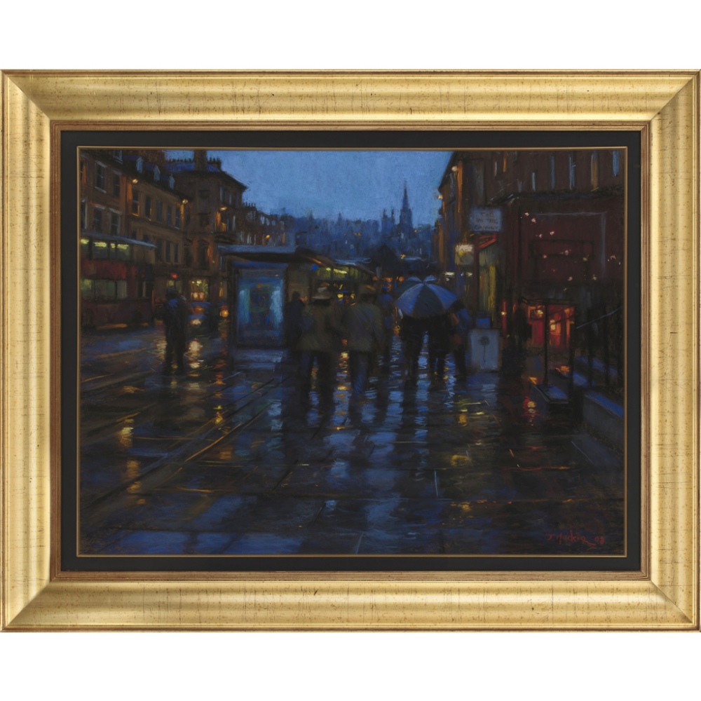 [§] JOHN MACKIE (SCOTTISH B.1953) NIGHTFALL, HANOVER STREET Signed and dated '08, pastel 59cm x 80cm - Image 2 of 2