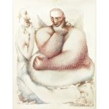 [§] JOHN BYRNE R.S.A. (SCOTTISH B.1940) GUARDIAN ANGEL (PERPLEXED) Signed, mixed media on paper 45cm
