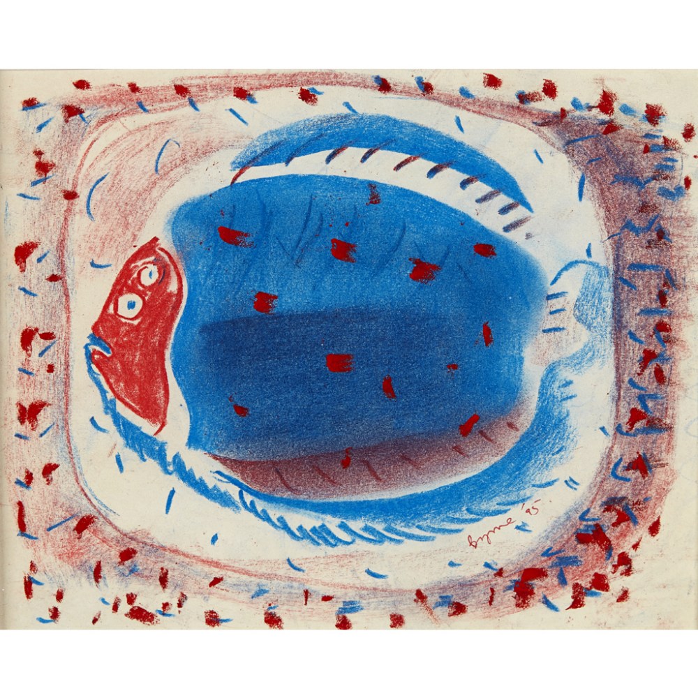 [§] JOHN BYRNE R.S.A. (SCOTTISH B. 1940) BLUE FISH Signed and dated '95, pastel 15cm x 18.5cm (6in x