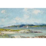 [§] TOM SHANKS R.S.W., R.G.I. (SCOTTISH B.1921) ARRAN FROM CUMBRAE Signed, oil on board 51cm x