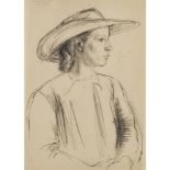 [§] ALBERTO MORROCCO O.B.E., R.S.A., R.S.W. (SCOTTISH 1917-1998) VERA IN A SUN HAT Signed and