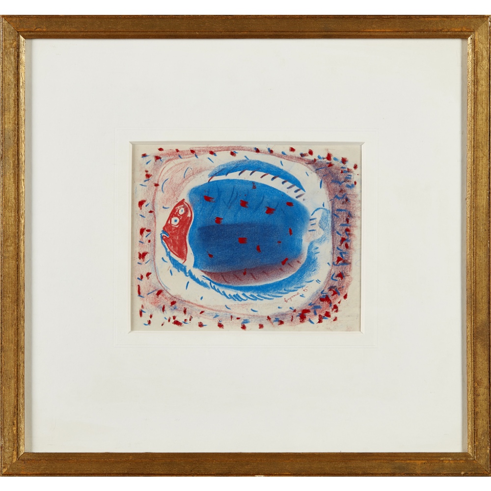 [§] JOHN BYRNE R.S.A. (SCOTTISH B. 1940) BLUE FISH Signed and dated '95, pastel 15cm x 18.5cm (6in x - Image 2 of 2