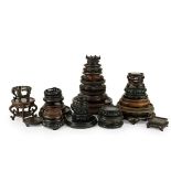 COLLECTION OF WOODEN DISPLAY STANDS19TH/20TH CENTURY comprising thirty-three stands of various