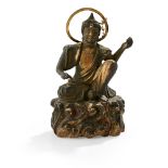 SMALL CARVED WOOD FIGURE OF A BODHISATTVA, BOSATSUPOSSIBLY KAMAKURA PERIOD the bodhisattva, possibly