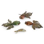 GROUP OF FOUR SILVER ENAMEL ARTICULATED FISHEARLY 20TH CENTURY comprising three large goldfish and a