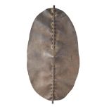 DINKA SHIELD hide, of oviod shape with central supporting pole and stitched bush repairs 120cm tall