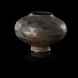 URNFIELD CULTURE VESSEL LATE BRONZE AGE 1300 BC – 750 BC squat pottery urn with incised triangle