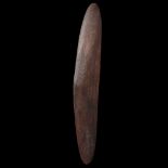 ABORIGINAL PARRYING SHIELD carved wood, Western Australia, stone-incised geometric diamond pattern