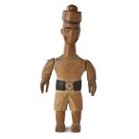 IBIBIO PUPPET FIGURE carved wood, depicting a British officer wearing a uniform typical of the