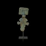 ANGLO-SAXON SQUARE HEADED BROOCH 525 - 550 AD cast copper-alloy, with oblong head, featuring an