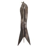 LOTUKO SHIELD hide, the tall narrow body with overlapping pointed top and fishtail shaped base, with