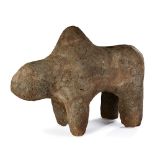 BAMANA BOLI ZOOMORPHIC POWER FIGURE hand sculpted organic materials, representing a bull,