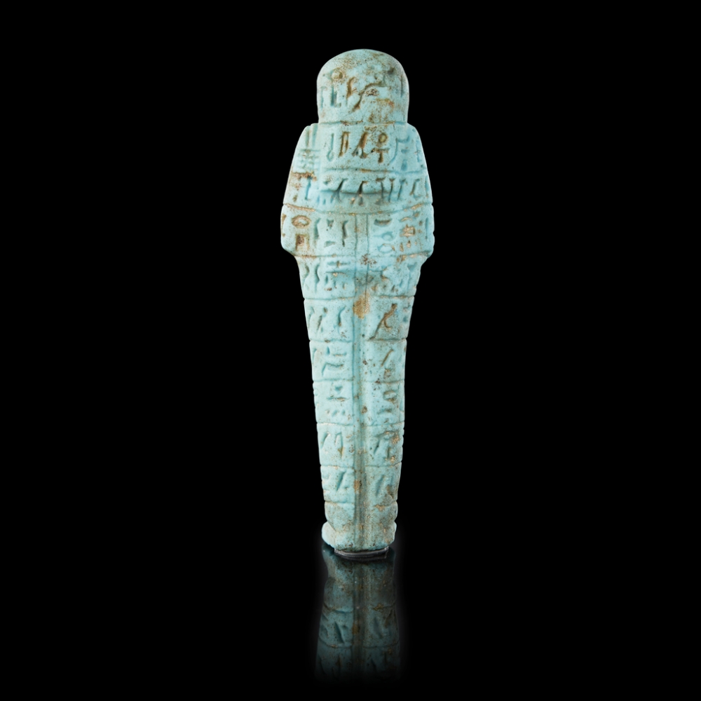 ANCIENT EGYPTIAN LATE PERIOD SHABTI FOR ANKH-HOR LATE PERIOD 640-570 BC moulded faience, shown in - Bild 2 aus 2