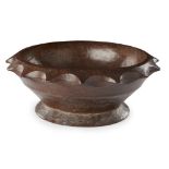 IFUGAO DUYU BOWL carved wood, with scalloped rim, deep brown patina 30cm diameter
