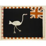 FANTE ASAFO FLAG: THE BIG WATERBIRD SWALLOWS A FISH FROM A DIFFERENT ANGLE GHANA, C.1920 cotton