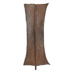 TURKANA SHIELD hide, of classic rectangular form, with central wooden shaft and hand grip on the