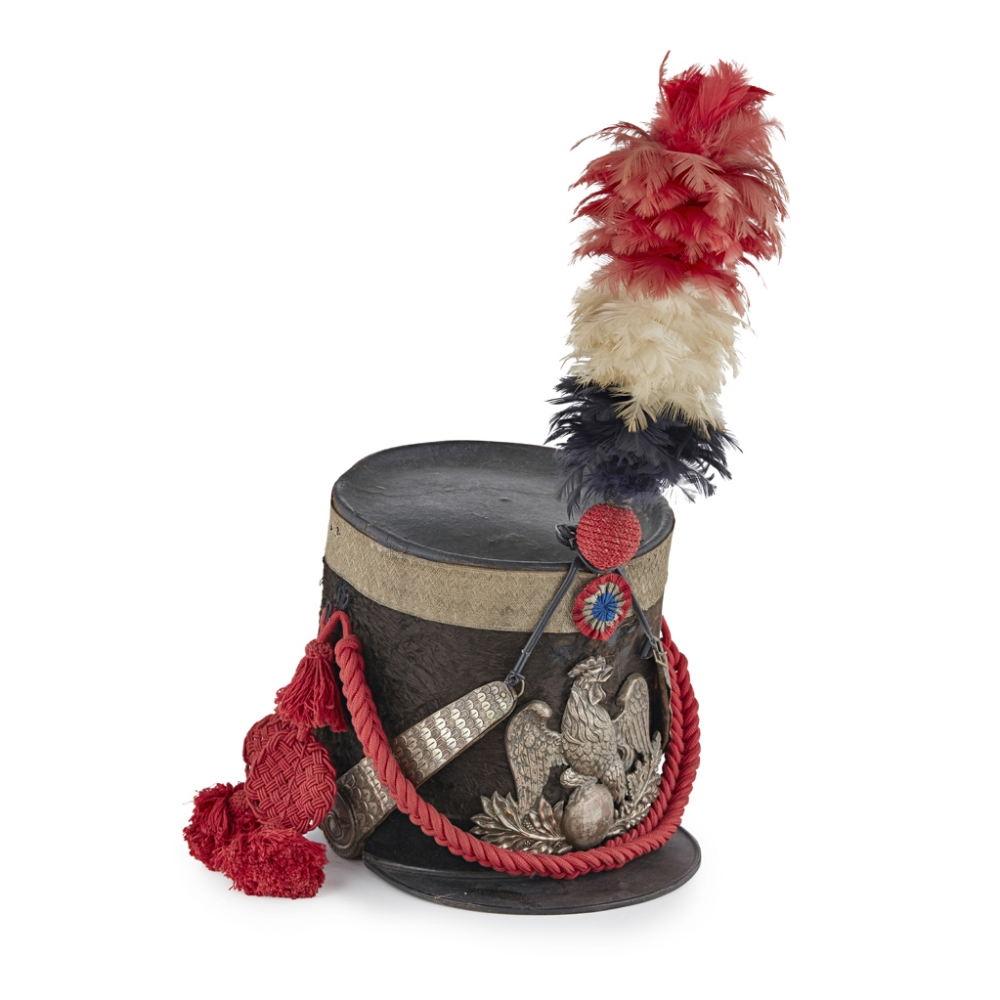 FRENCH OFFICER S SHAKO EARLY 19TH CENTURY With A Tri coloured Feather french-officer-s-shako-early-19th-century-with-a-tri-coloured-feather