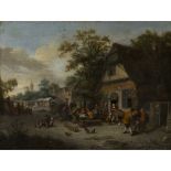 FOLLOWER OF CORNELIS DUSARTA VILLAGE STREET Oil on canvas, unframed62cm x 82cm (24.5in x 32.25in)