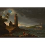 JOHN KNOX (SCOTTISH 1778-1845)THE CLOCH LIGHTHOUSE DURING A STORM Oil on canvas54.5cm x 76cm (21.5in